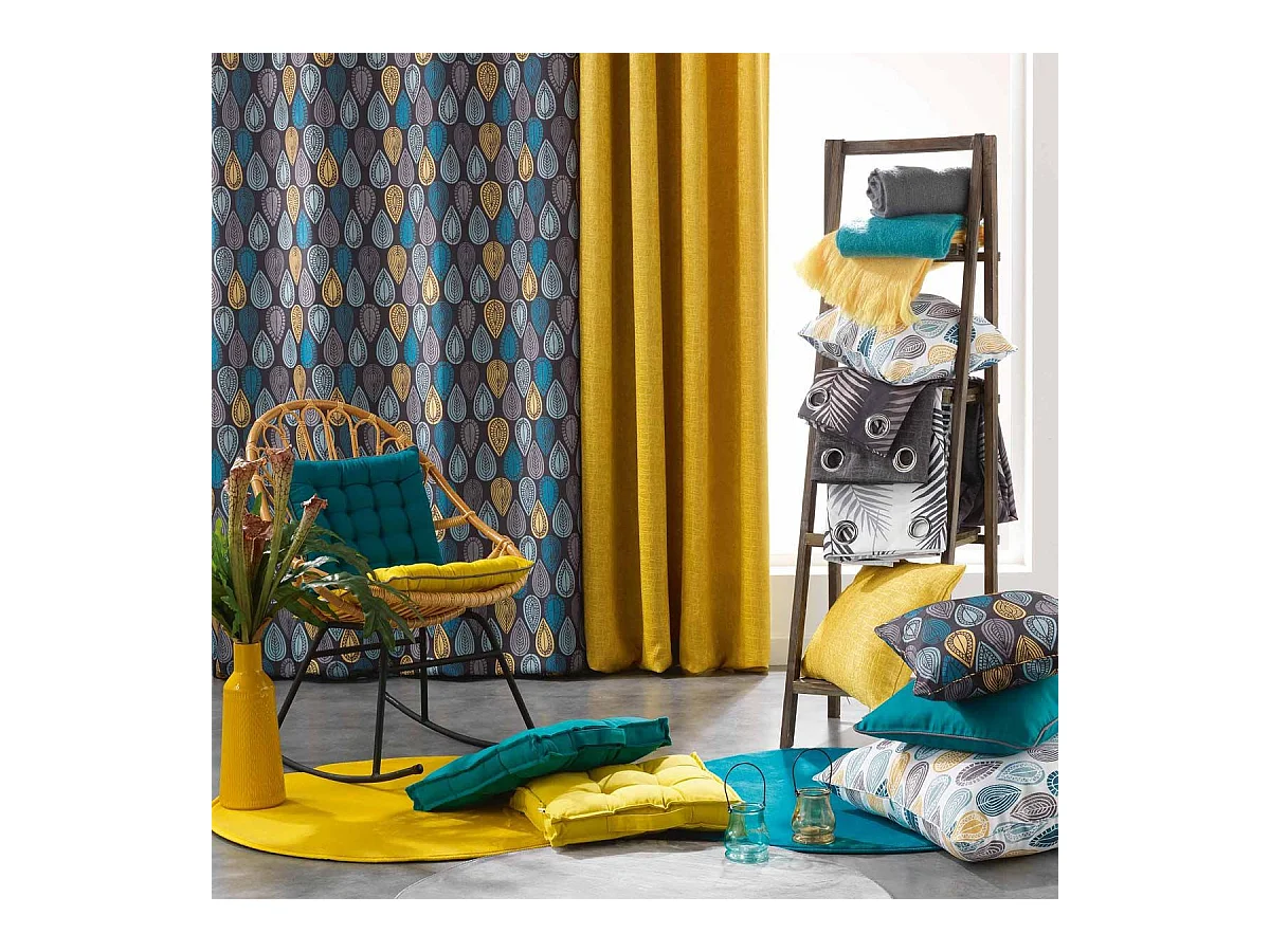 Coussin Déco "Palpito" 40x40cm Blanc & Bleu