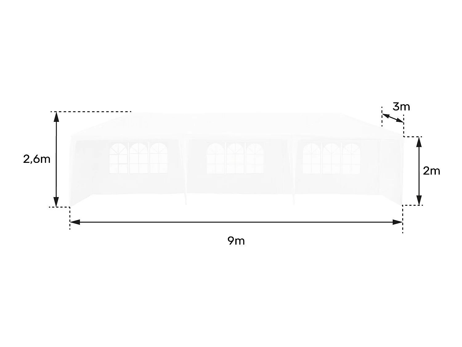 Tente de réception 3 × 9m ALIZÉ - HAPPY GARDEN