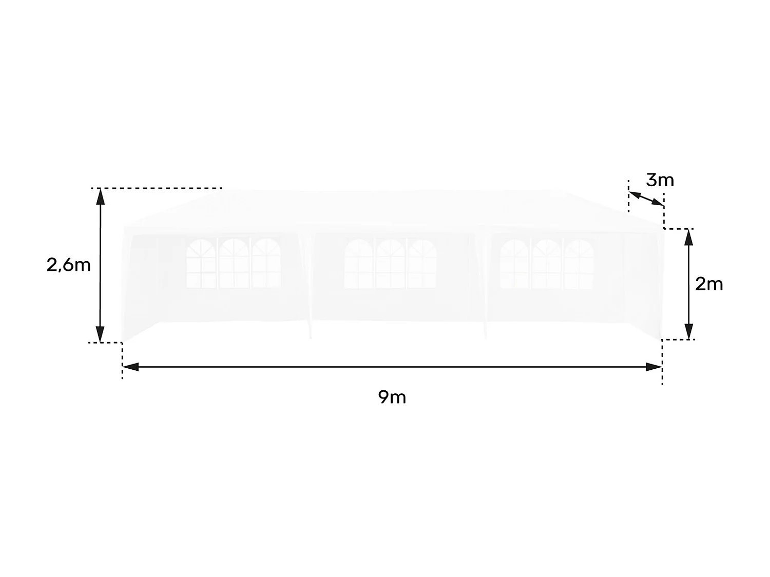 Tente de réception 3 × 9m ALIZÉ - HAPPY GARDEN