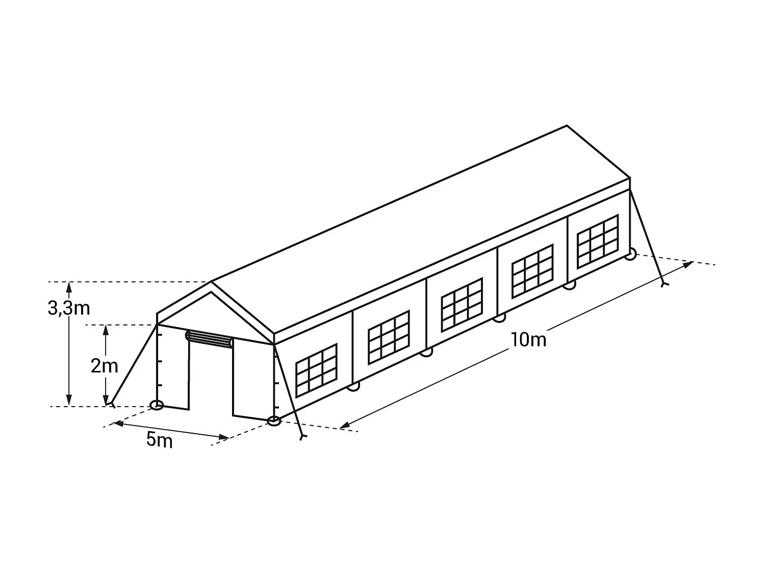 Tente de réception 5 × 10m ZONDA - HAPPY GARDEN