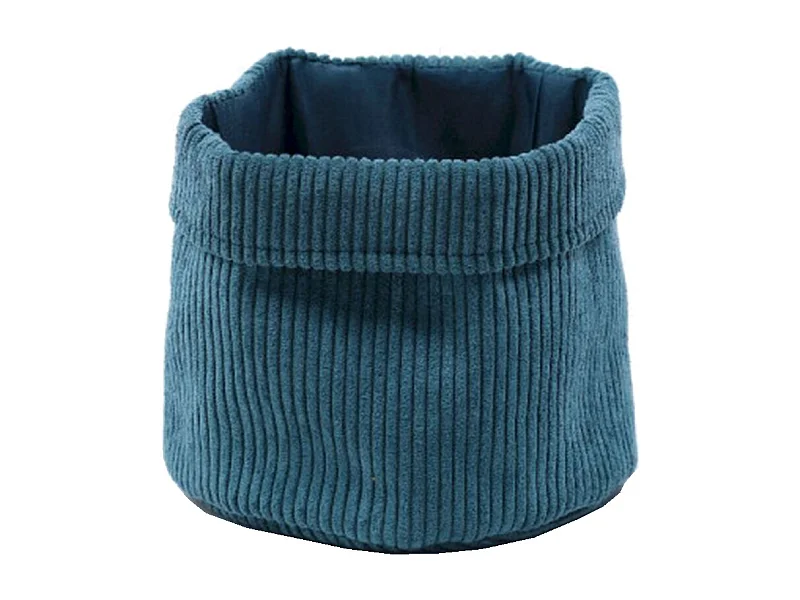 Corbeille paon en velours côtelé