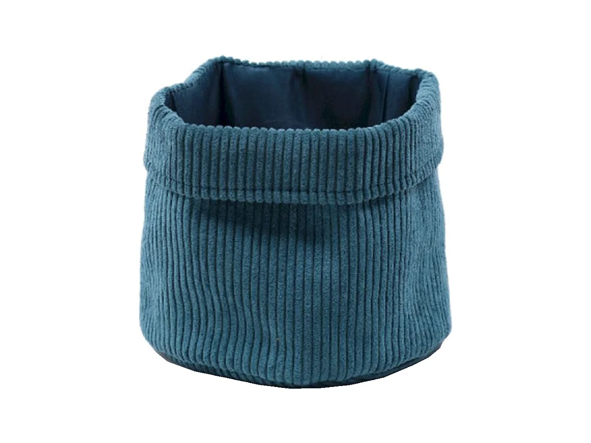 Corbeille paon en velours côtelé