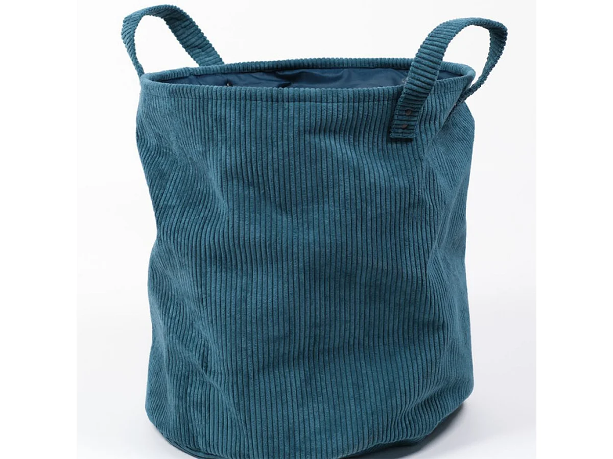 Corbeille à linge cosy en velours côtelé