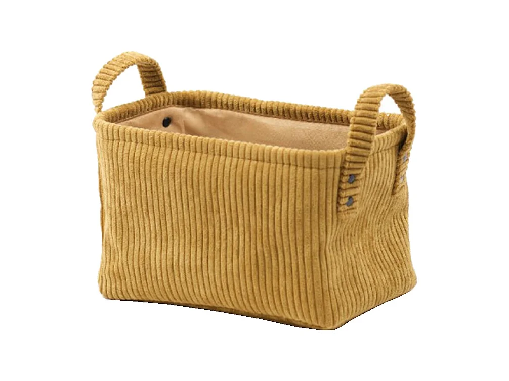 Corbeille bronze rectangulaire cosy en velours côtelé