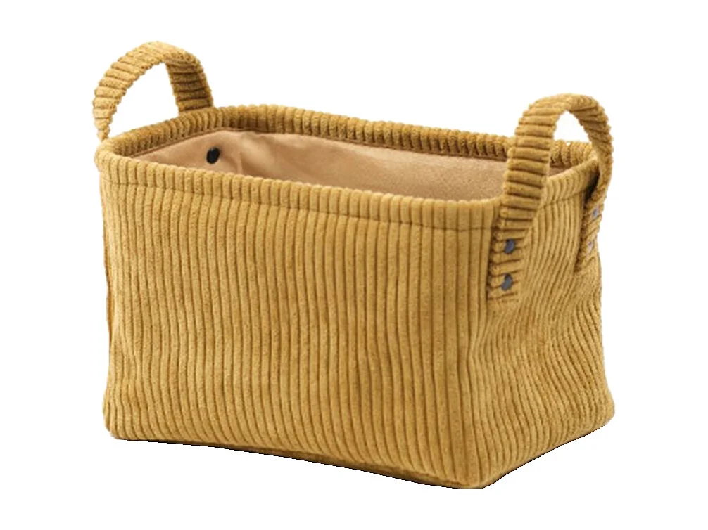 Corbeille bronze rectangulaire cosy en velours côtelé