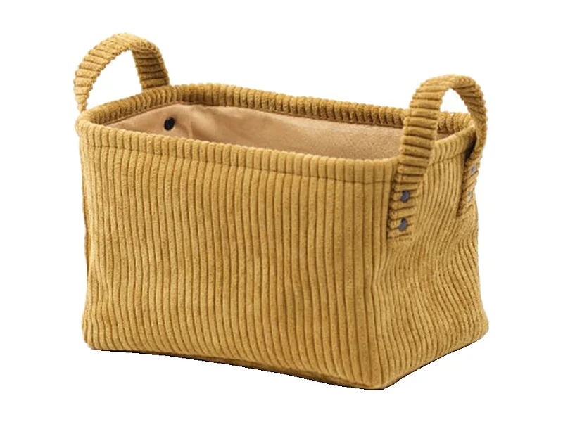 Corbeille bronze rectangulaire cosy en velours côtelé