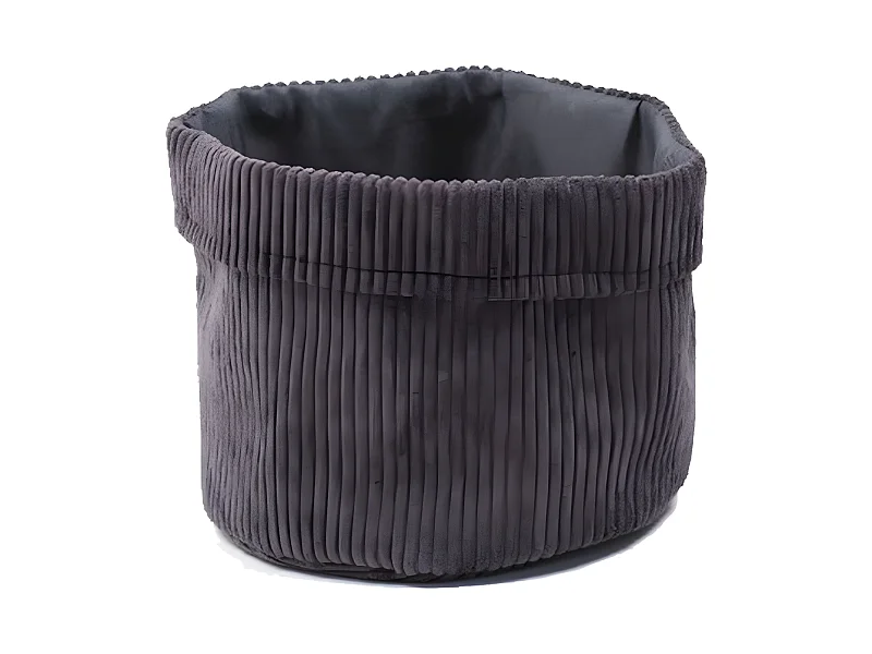 Corbeille fusain en velours côtelé
