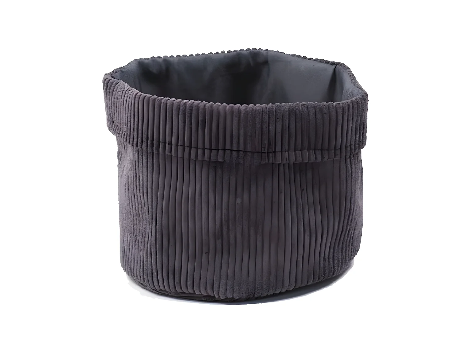 Corbeille fusain en velours côtelé