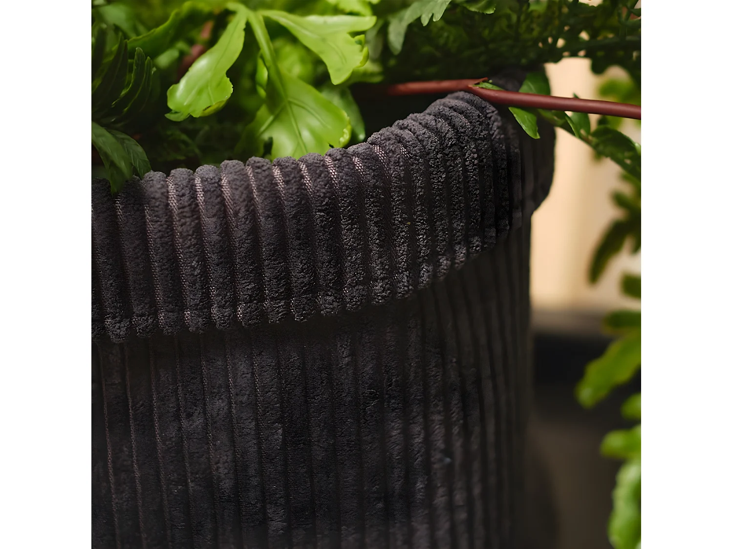 Corbeille fusain en velours côtelé