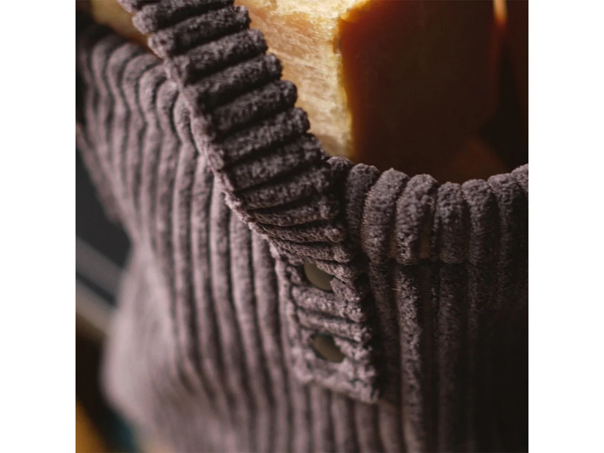 Corbeille fusain rectangulaire cosy en velours côtelé