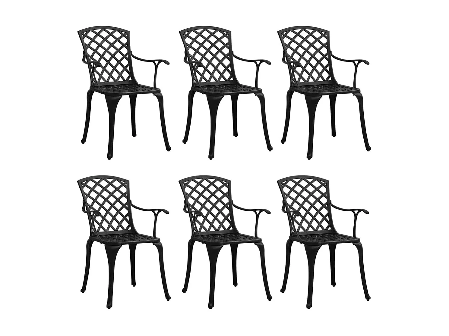 Chaise de jardin lot de 6 fonte d'aluminium noir