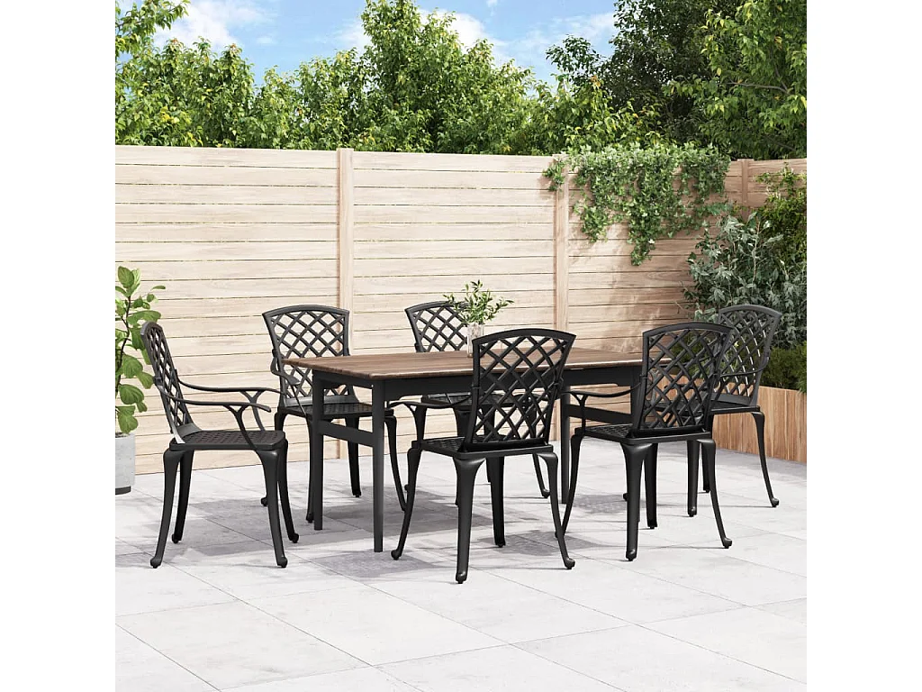 Chaise de jardin lot de 6 fonte d'aluminium noir