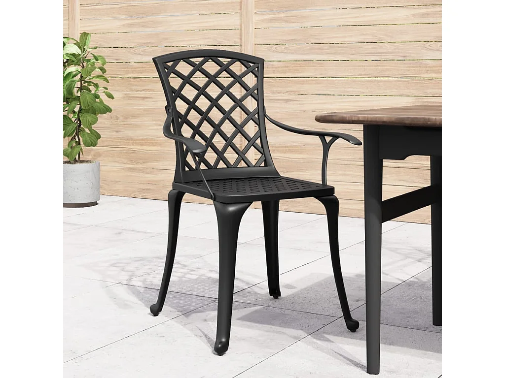 Chaise de jardin lot de 6 fonte d'aluminium noir