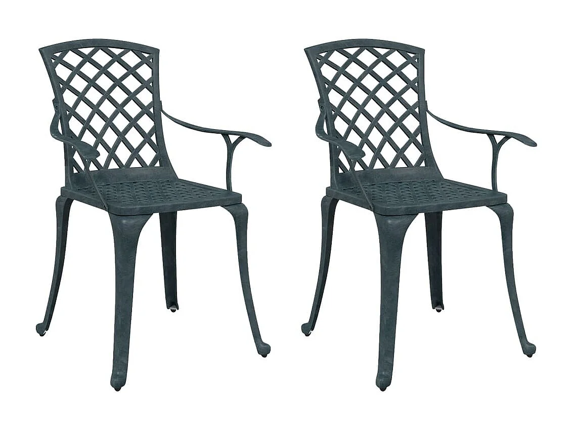 Chaise de jardin lot de 2 vert aluminium coulé