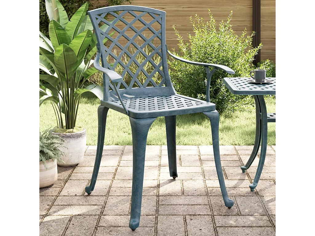 Chaise de jardin lot de 2 vert aluminium coulé