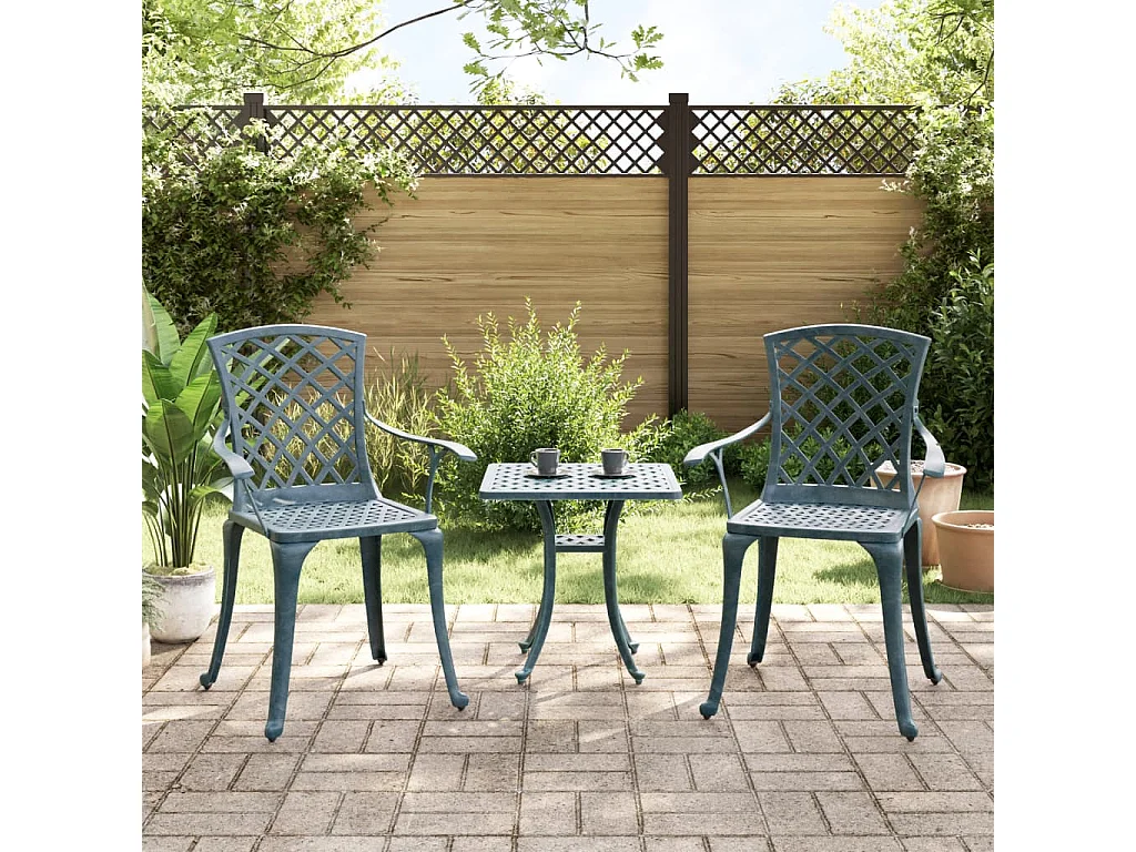 Chaise de jardin lot de 2 vert aluminium coulé