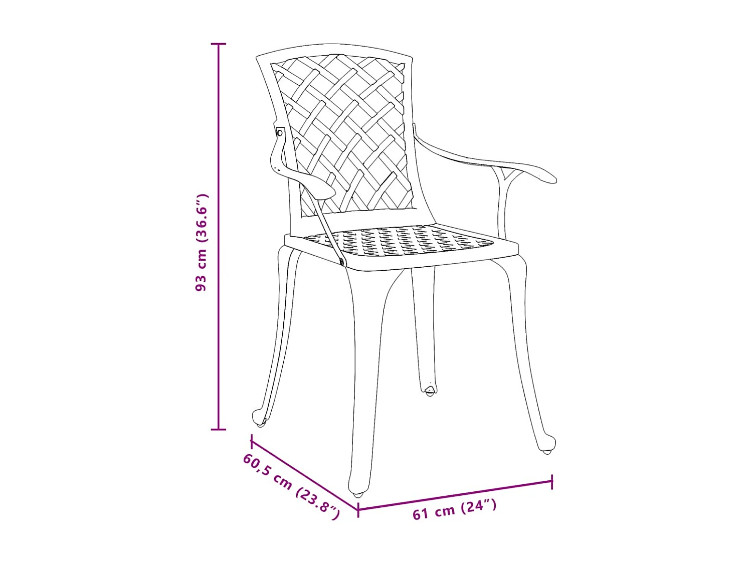 Chaise de jardin lot de 2 vert aluminium coulé