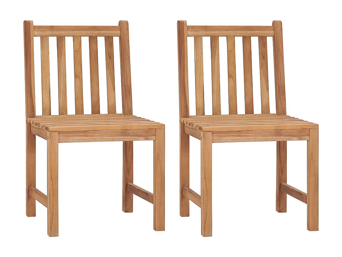 Chaise de jardin 2 pc avec coussin Bois de teck massif 7