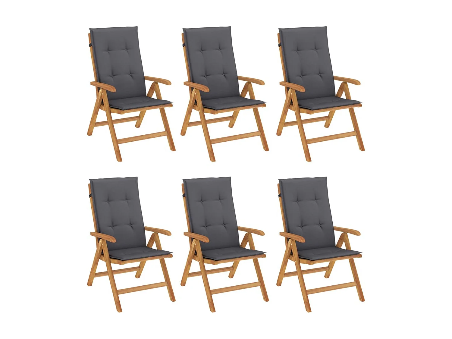 Chaise de jardin inclinable et coussin lot de 6 bois teck