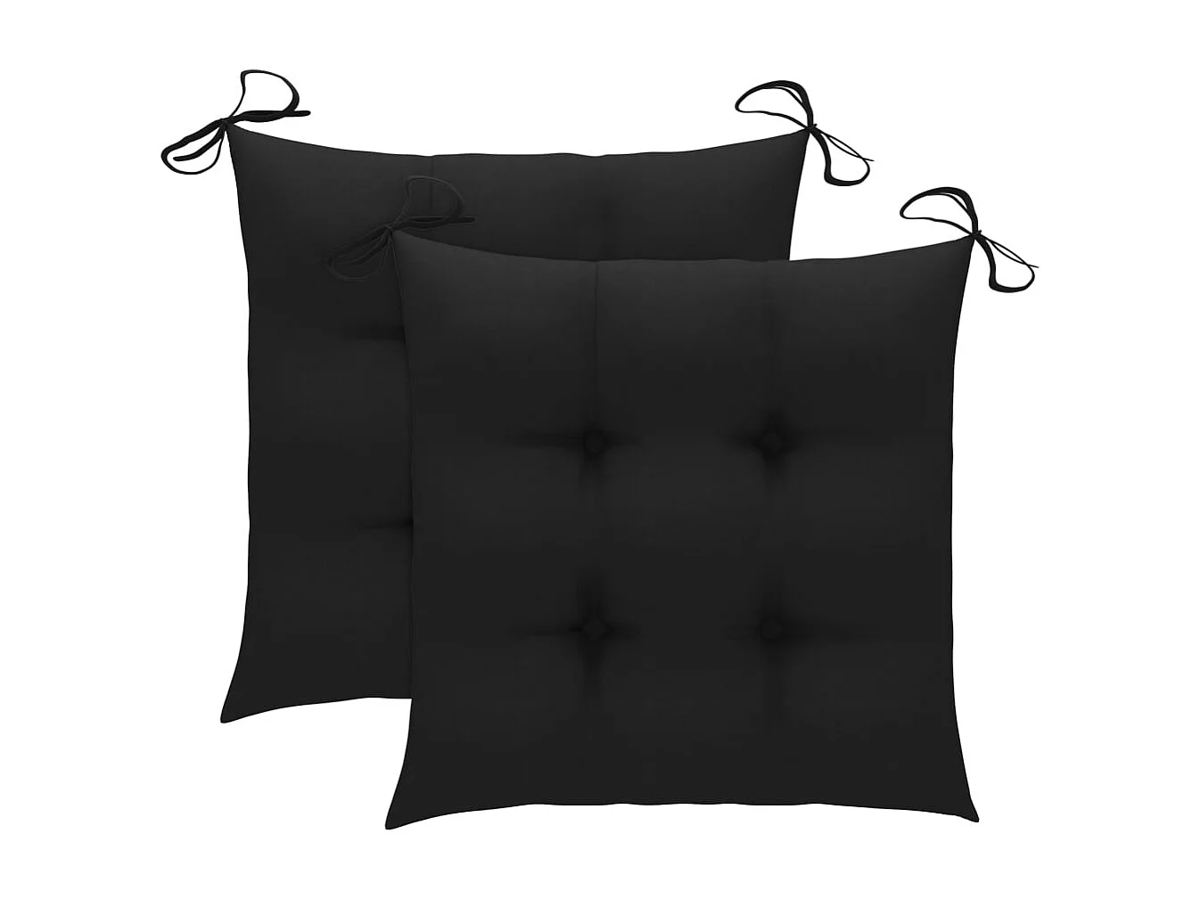 Chaise de jardin 2 pc avec coussin noir Bois de teck massif 11