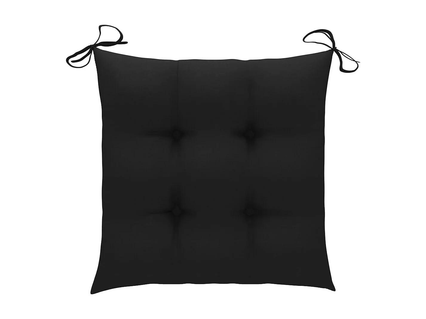 Chaise de jardin 2 pc avec coussin noir Bois de teck massif 11