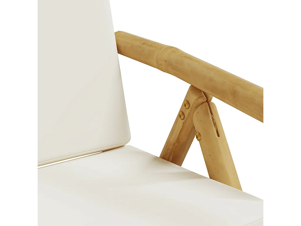 Chaise de bistro pliante lot de 2 et coussin blanc crème