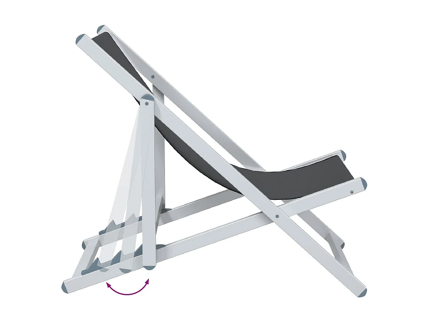 Chaise de plage pliante 2 pc gris aluminium et textilène