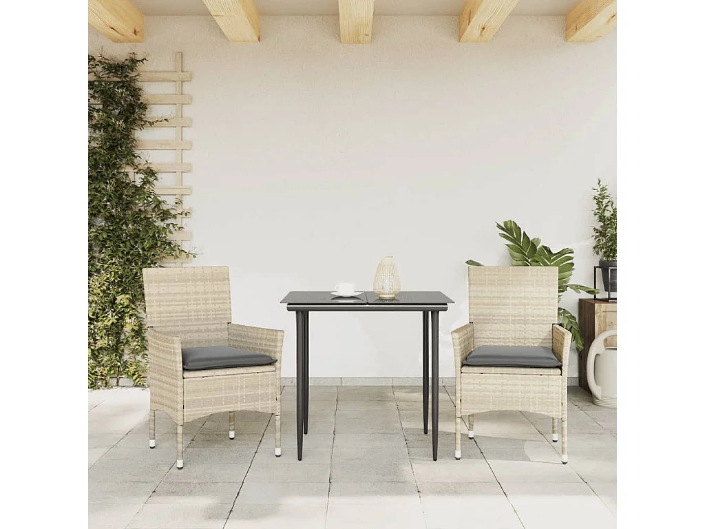 Chaise de jardin coussin lot de 2 gris clair résine tressée