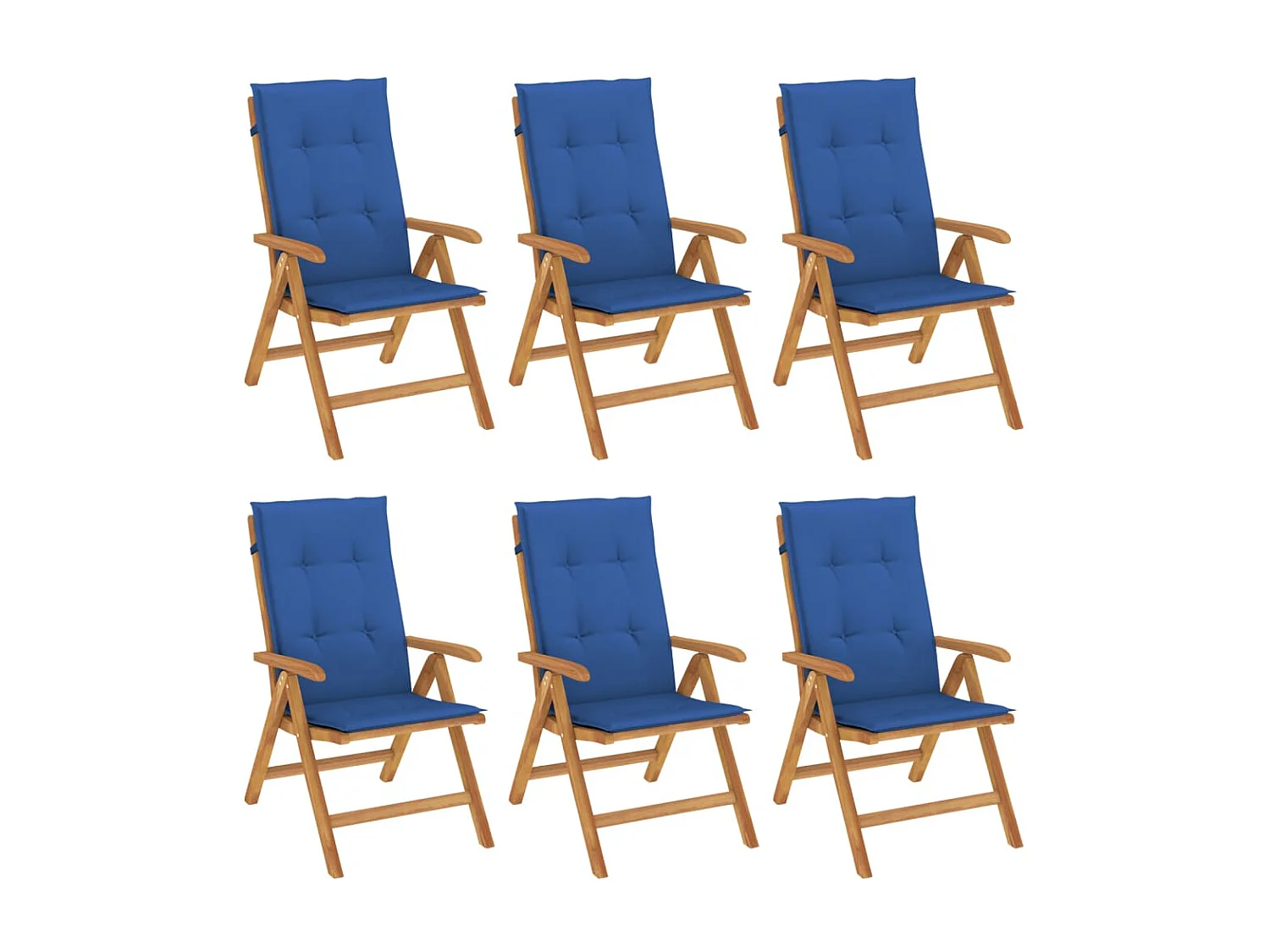 Chaise de jardin inclinable et coussin lot de 6 bois teck