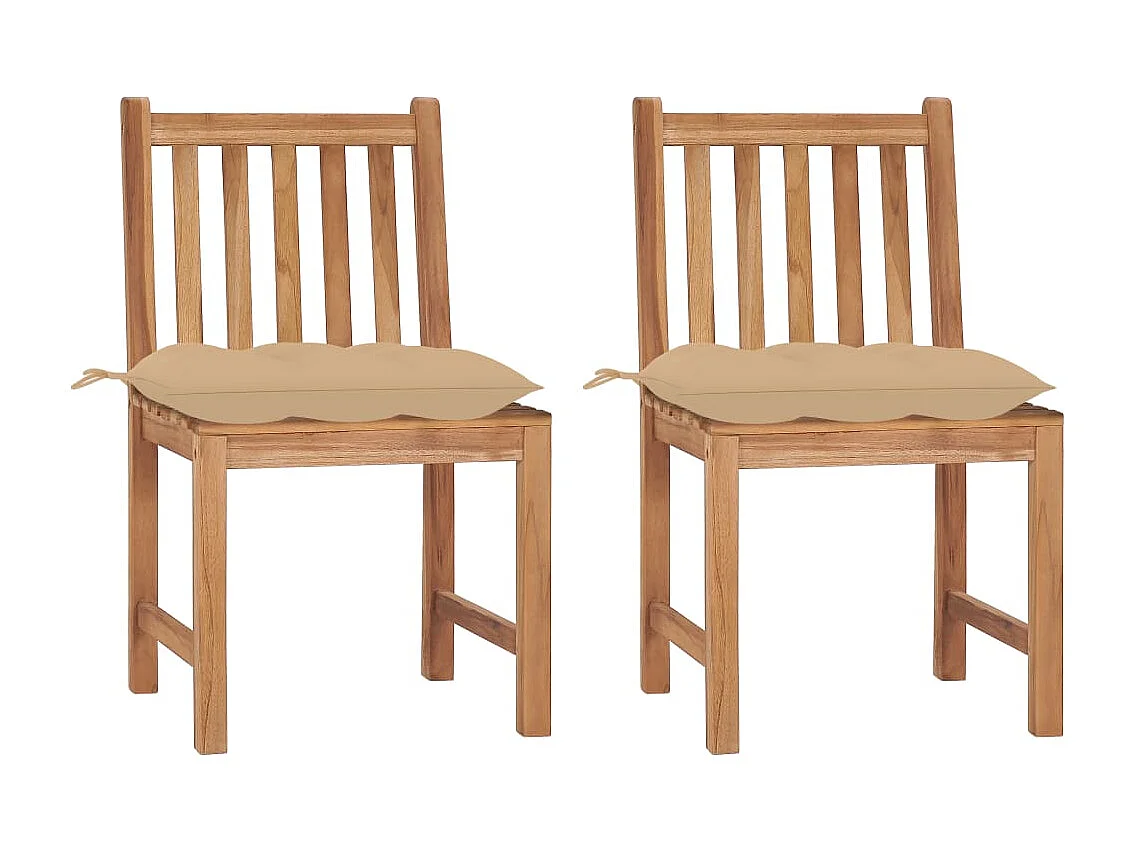 Chaise de jardin 2 pc avec coussin Bois de teck massif 19