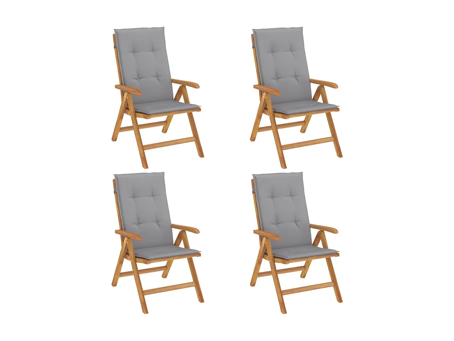 Chaise de jardin inclinable 4pc et coussin bois massif teck