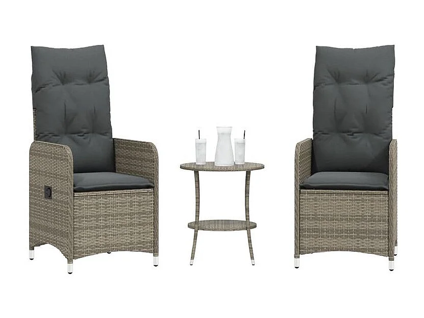 Chaise inclinable de jardin lot de 2 et table résine tressée