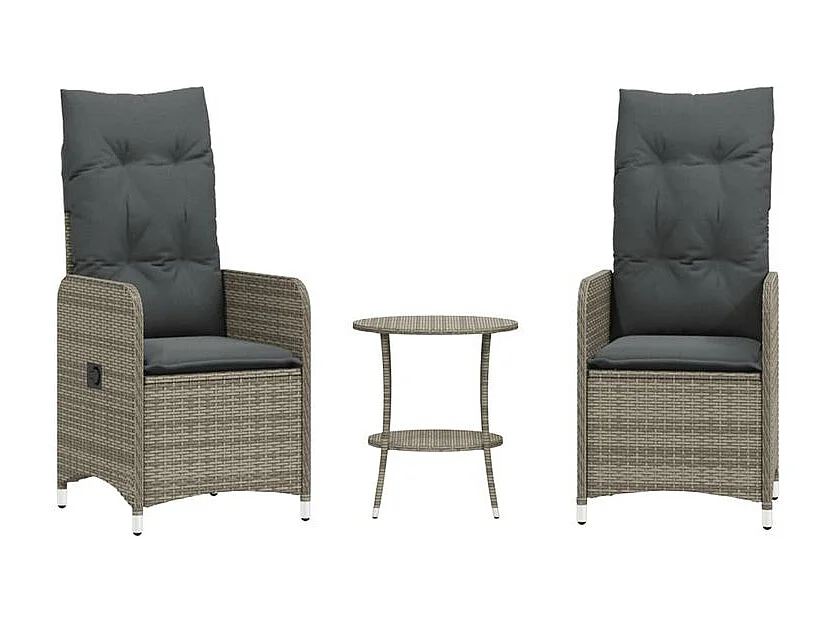 Chaise inclinable de jardin lot de 2 et table résine tressée
