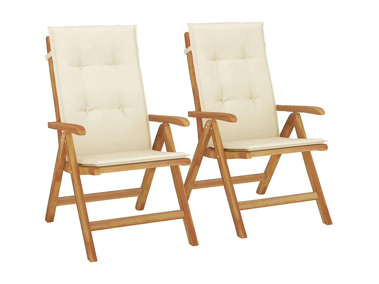 Chaise de jardin inclinable 2pc et coussin bois massif teck