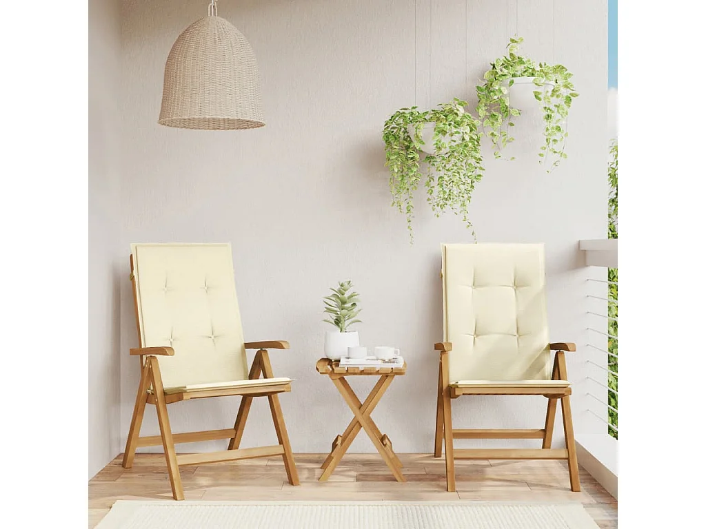 Chaise de jardin inclinable 2pc et coussin bois massif teck