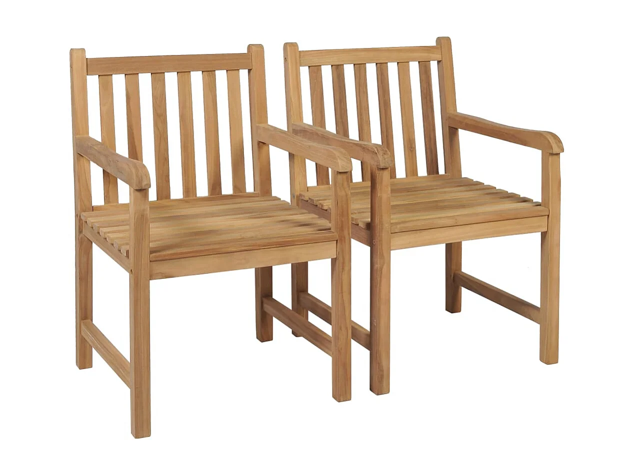Chaise de jardin 2 pc avec coussin anthracite Bois de teck 14