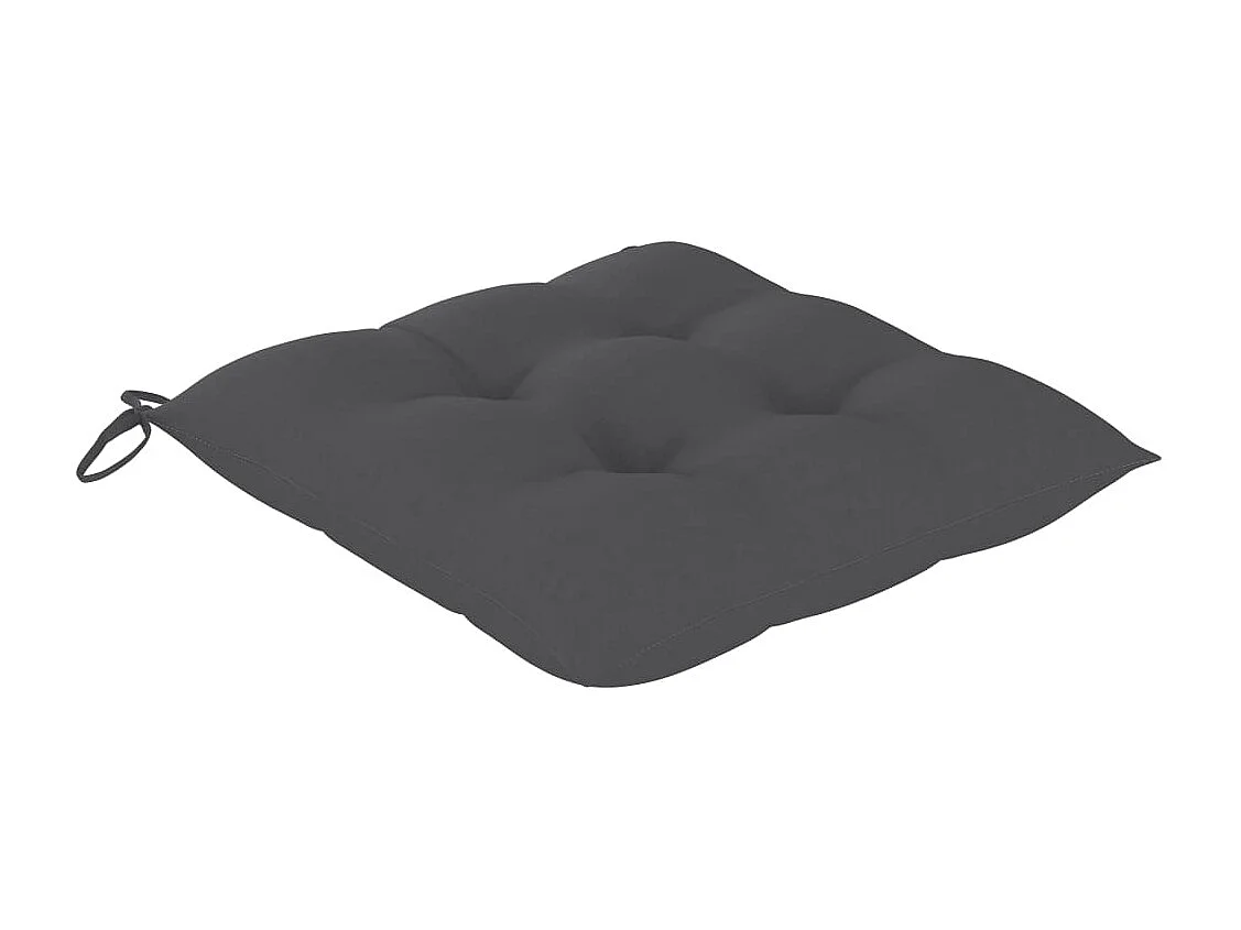 Chaise de jardin 2 pc avec coussin anthracite Bois de teck 14