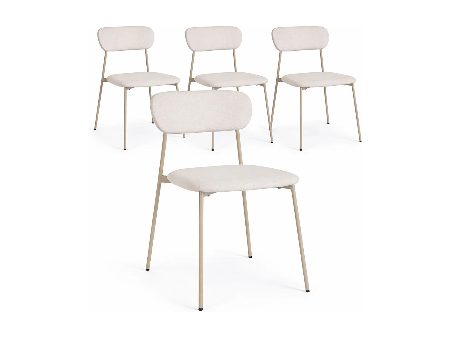Set de 4 chaises INKA – Acier peint & assise rembourrée-Taupe