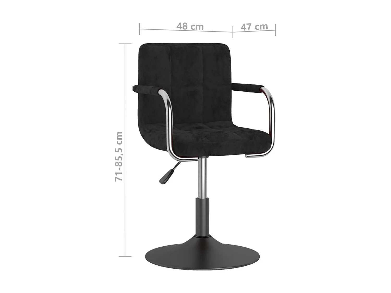 Chaise pivotante de salle à manger 4 pc Noir Velours 26