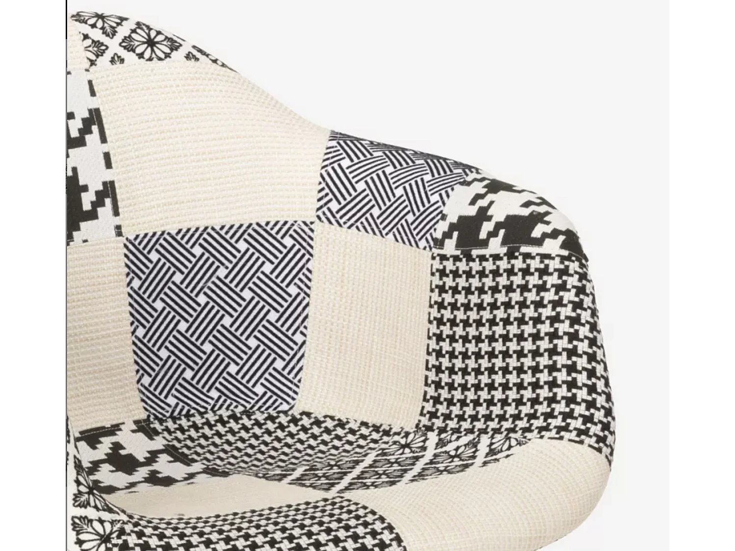 Fauteuil patchwork gris et blanc et pied hêtre naturel Karoli