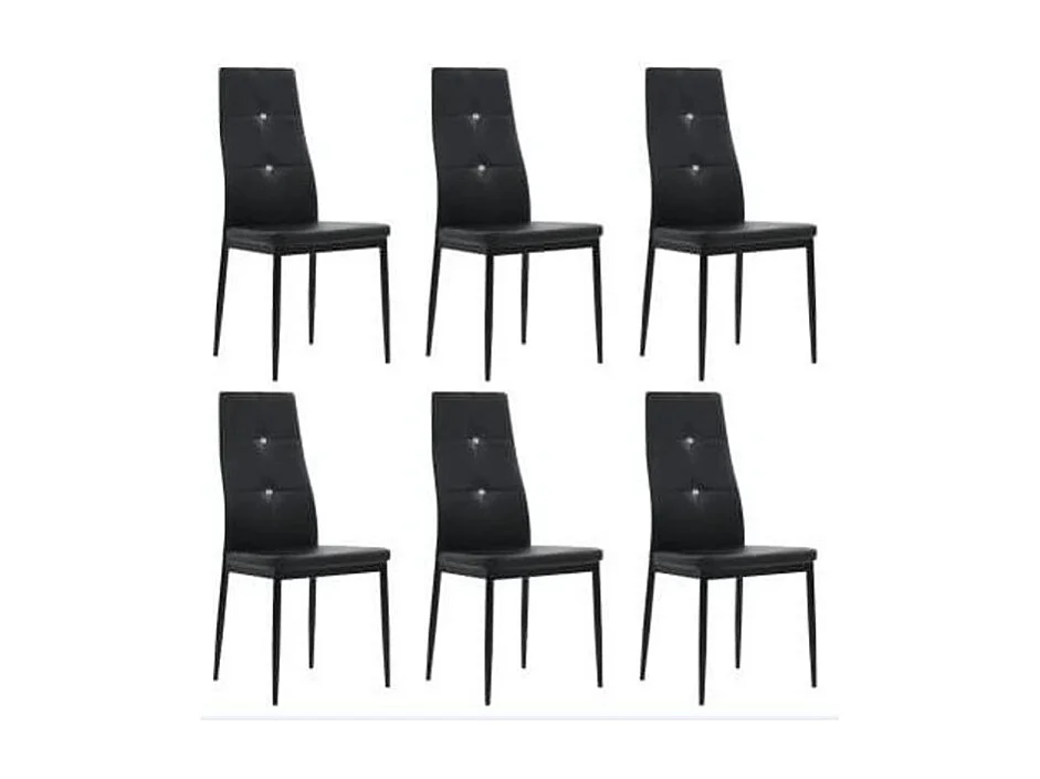 Chaise à manger similicuir noir et pieds métal noir Mikarel - Lot de 6