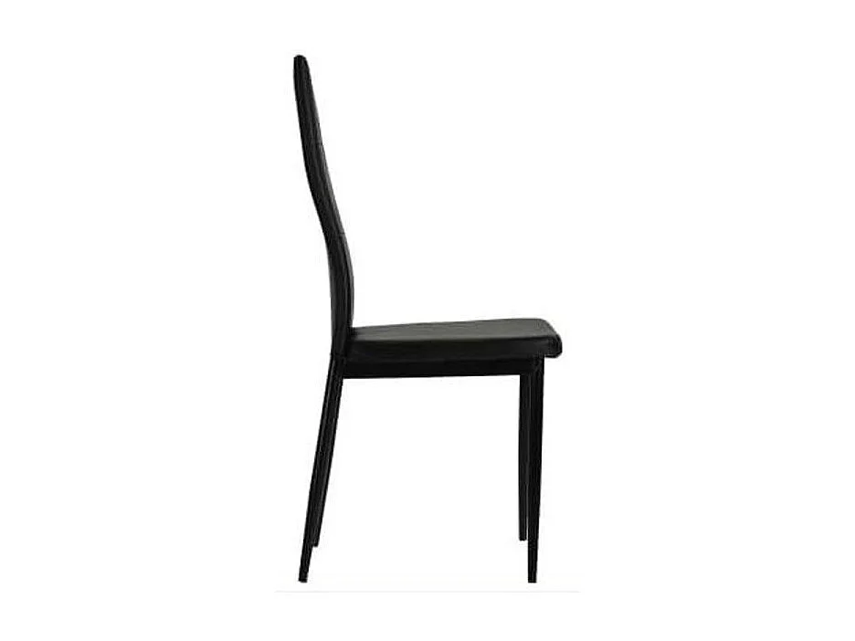 Chaise à manger similicuir noir et pieds métal noir Mikarel - Lot de 6