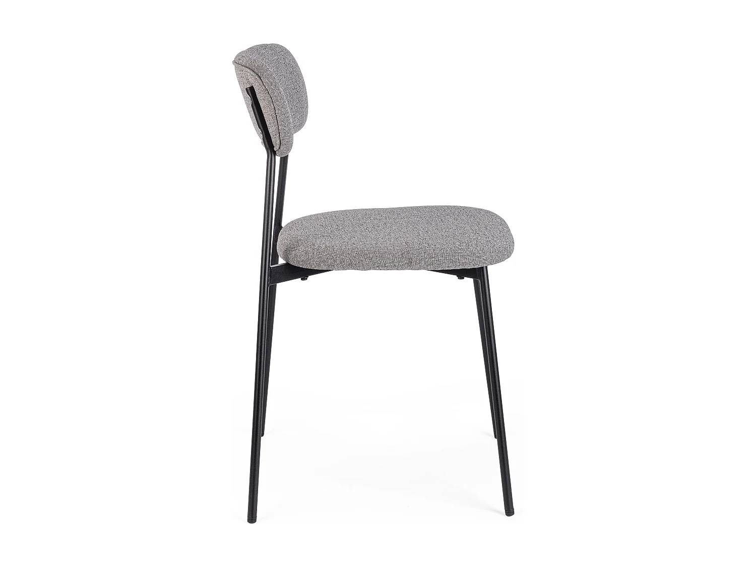 Juego de 4 sillas INKA – acero pintado negro o café y asiento acolchado-Gris