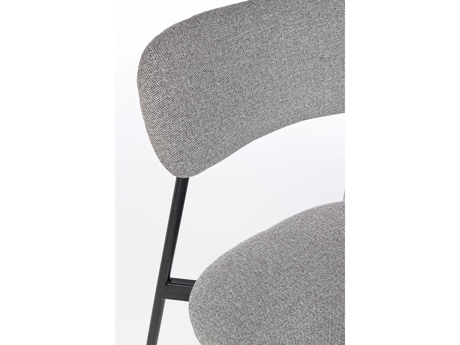 Juego de 4 sillas INKA – acero pintado negro o café y asiento acolchado-Gris