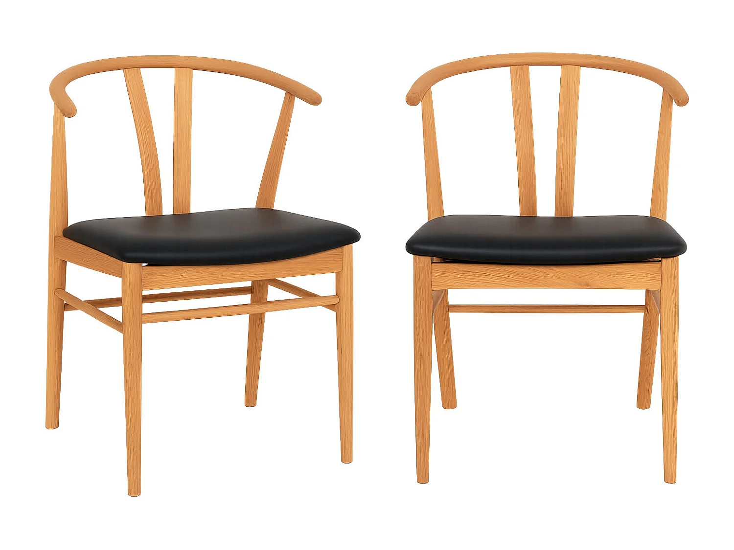 Lot de 2 chaise ARTENARA – Chêne naturel & Aise en PU noir