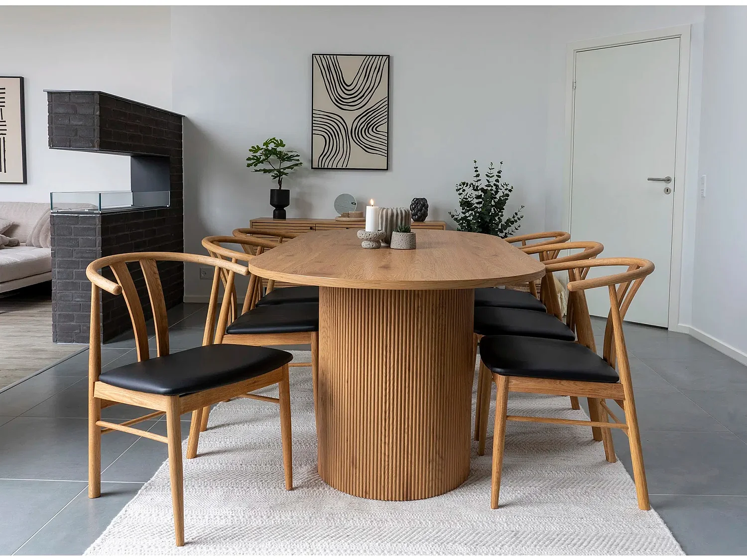 Lot de 2 chaise ARTENARA – Chêne naturel & Aise en PU noir