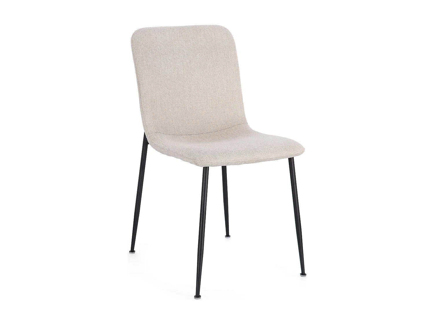 Lot de 4 chaises BRIKA – Assise tissu & pieds en acier noir-Beige clair