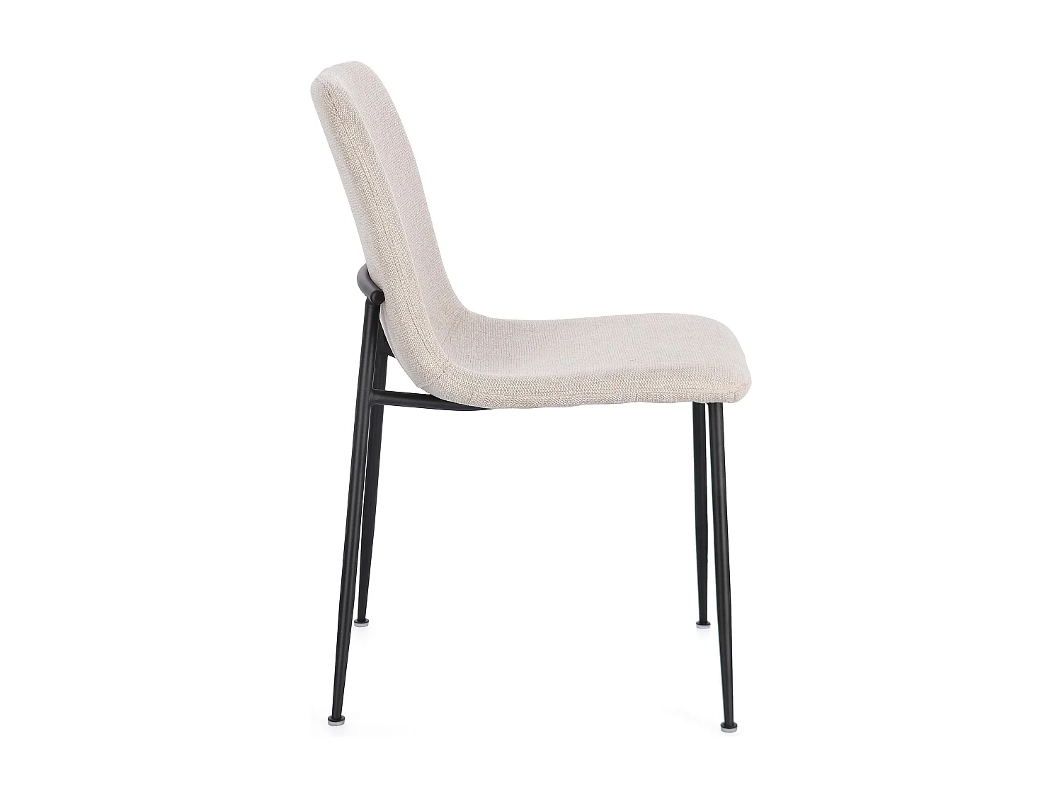 Lot de 4 chaises BRIKA – Assise tissu & pieds en acier noir-Beige clair