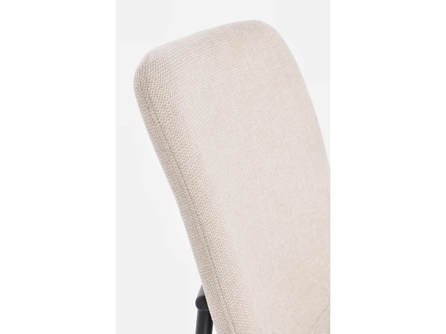 Lot de 4 chaises BRIKA – Assise tissu & pieds en acier noir-Beige clair