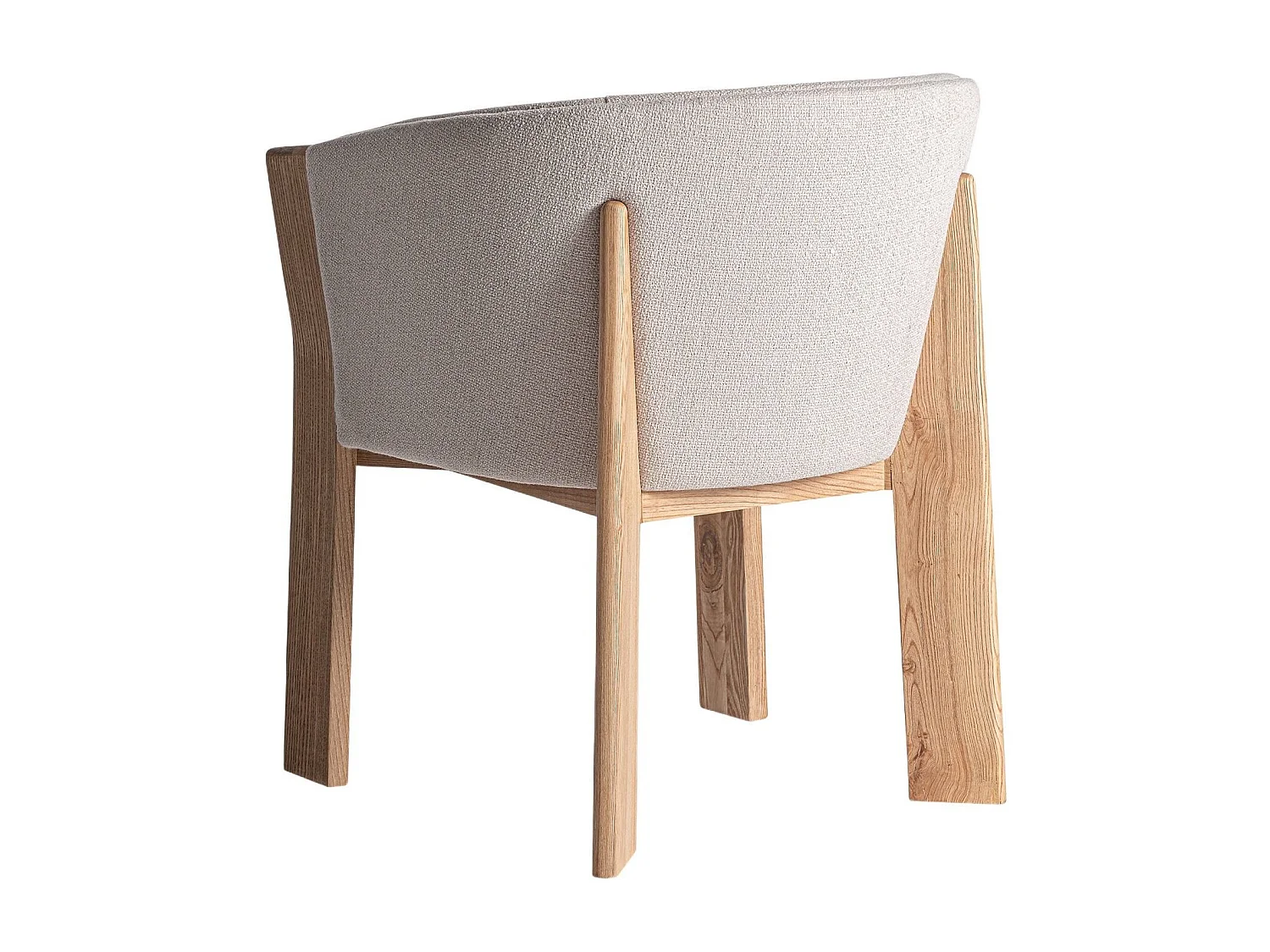 Chaise curvée en tissu beige et bois massif de chêne clair NARA-Beige